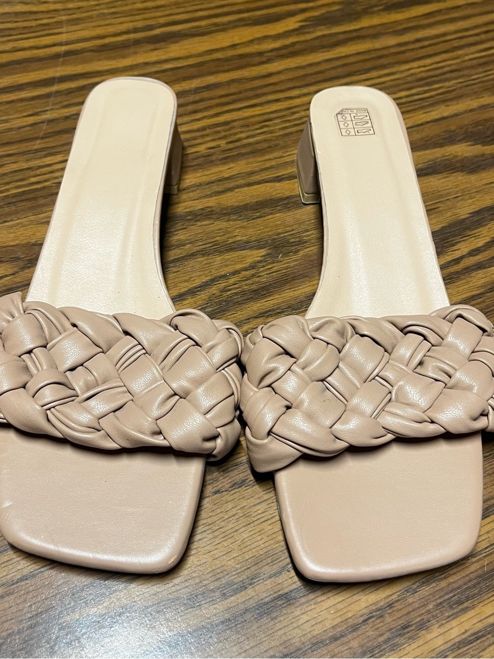 Woven Slide Sandals in Nude Beige - Size 11/42